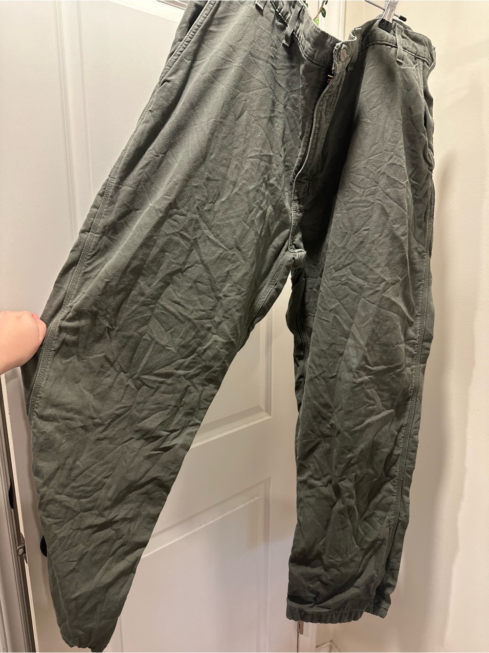 Vintage Carhartt 46x32ish Moss Flannel Lined Duck Canvas Pant  MPN099801024